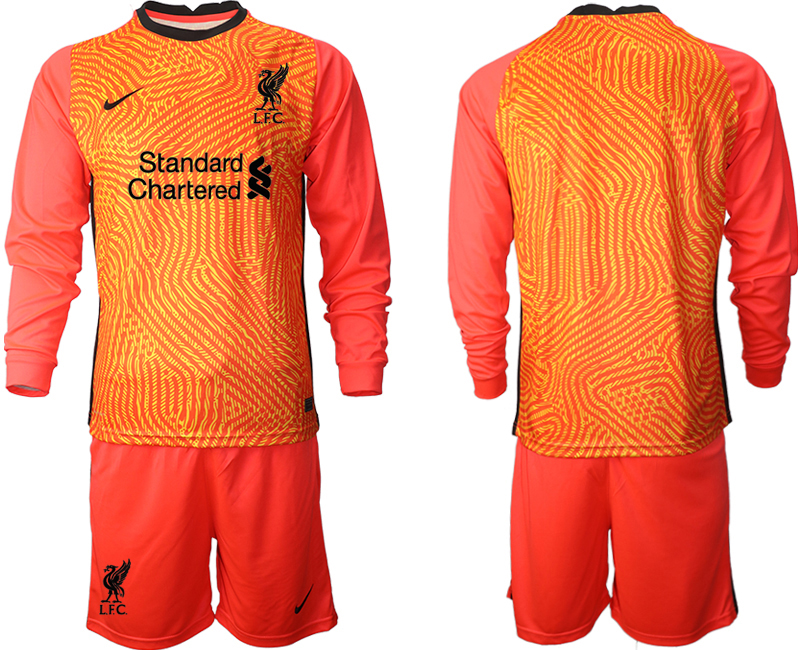 2021 Men Liverpool red goalkeeper long sleeve soccer jerseys->liverpool jersey->Soccer Club Jersey